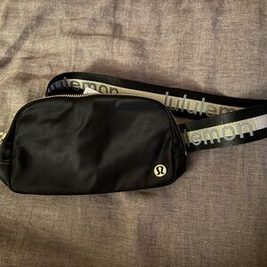 lululemon athletica Black Belt Bag with Silver Accents